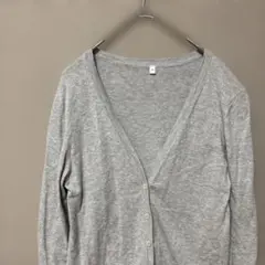無印良品　Ｖネックコットンニットカーディガン(M)ライトグレー無地　シンプル