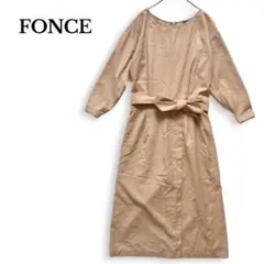 美品✨ フォンセ 七分袖 ロングワンピース ベージュ リボン付 日本製のサムネイル