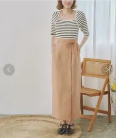 titivate リネンライクリボン付きIラインスカート　Mサイズ　オレンジのサムネイル