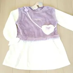 新品 ふわモコ あったか ゆめかわ 裏起毛 長袖ワンピース 130cm