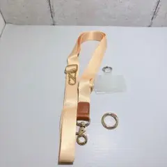 サテンショルダーストラップスマホストラップ 1本+3枚入 オレンジ