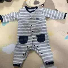 値下げLee グレー ストライプロンパース 69-70cm