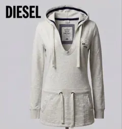 ディーゼルVネックパーカーワンピースMグレー1979ロゴ チュニックY2K