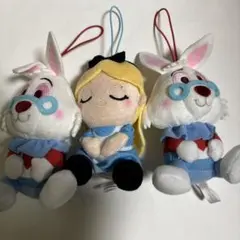 ROUND1限定 不思議の国のアリス むにゃすやマスコット 白うさぎ ぬいぐるみ