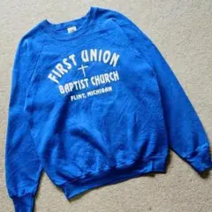 ​80s USA製 フルーツオブザルーム スウェット L ブルー フェード