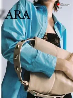 ZARA スタッズ バゲットバッグ クリーム