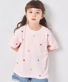 ペアマノン　ハート刺繍総柄半袖Tシャツ　110センチ　UVカット吸水速乾　新品のサムネイル