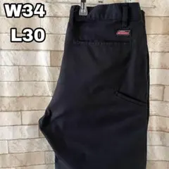 ディッキーズ ダブルニー ワークパンツ 刺繍 ブラック 34×30