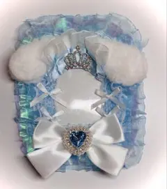 B8 硬質ケース　うさ耳　水色　レースデコ