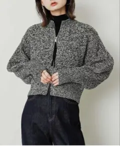 SENSE OF PLACE ジッパー付きグレー系ニット