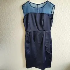 ✨Ava✨フォーマル ドレス ひざ丈ワンピース【M】ネイビー 結婚式 2次会