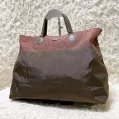 IBIZA トートバッグ ナイロン レザーハンドル バイカラー チャーム付き