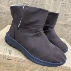 新品★レディース★24.0cm★裏ボア 軽量ショートブーツ 焦茶色 6508