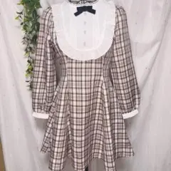 evelyn チェック柄 半袖 ワンピース ネクタイ付き Evelynチェック柄 半袖ワンピース ネクタイ付き - メルカリ