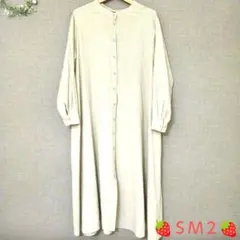 サマンサモスモス　ＳＭ２　コットンリネン　ロングワンピース　麻混　ベージュ