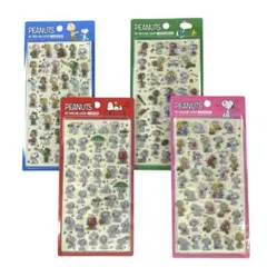 韓国 スヌーピー 3D クリスタル 立体 ぷっくりシール 4枚