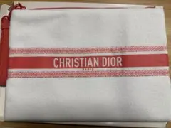 DIOR ディオール ノベルティ タオル地 ポーチ　オレンジ　ピンクのサムネイル