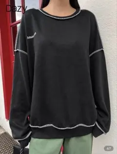 【SHEIN】dazy ブラック 刺繍ロゴトレーナー カットソー スウェット M