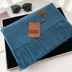 ブルー 定番 上質 大判 カシミヤ マフラー ストール 高品質 マフラー