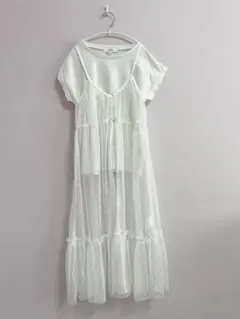 a.v.v 140サイズ【２点セット】チュールキャミワンピ×Tシャツ