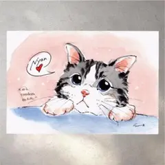 イラスト 原画 ポストカード 絵 【ネコ】191