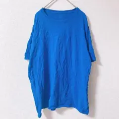 フルーツオブザルーム 無地 クルーネック 半袖 Tシャツ ビッグサイズ 青