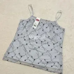 [新品タグ付き] Wacoal ワコールウィング刺繍入りライトブルーキャミソール