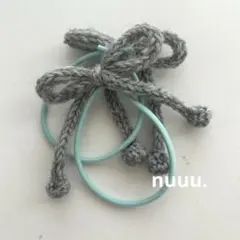 【2つset】リボンヘアゴム 手編み