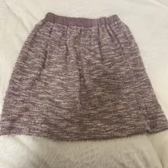 ロペピクニック フレアスカート ミニ ツイードニット ラメ 38 ピンクベージュ