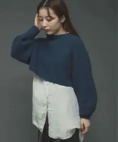 SENSE OF PLACE ストレッチアルパカアイレットショートセーター