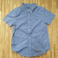 RALPH LAUREN 半袖シャツ　チェック　ブルー　サイズ120