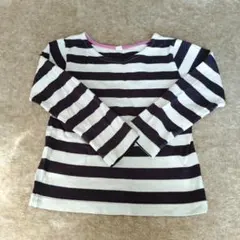 長袖カットソー 120 白と紺のストライプ