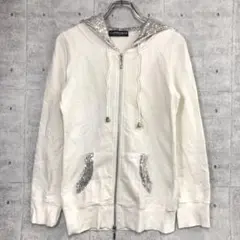 FLOWER CIRCLE レトロ 古着 スパンコール 切替 スウェットパーカー