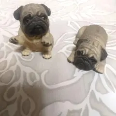 可愛いパグ犬★陶器？置物　 2体★Demain　インテリアに！パグ好きさん！のサムネイル