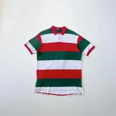 90s ラルフローレン ポロシャツ L 太ボーダー フェード USA製
