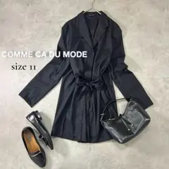 COMME CA DU MODE ベルト付きロングジャケット 黒 L相当のサムネイル