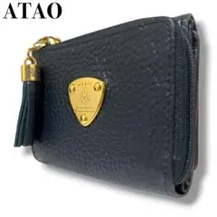 ATAO アタオ 三つ折り財布 レザー ネイビー ワルツ・ケリー タッセル 美品のサムネイル