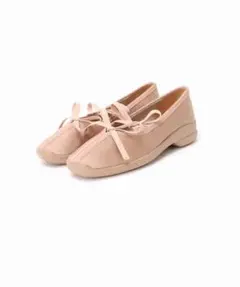 LE TALON ピンク サテン ダブルリボンバレリーナ