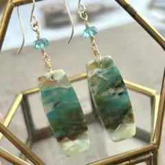 のほほん❤️オパライズドウッド　ハーキマー14kgfピアス のほほん様専用❤️オパライズドウッド ハーキマー14kgfピアス