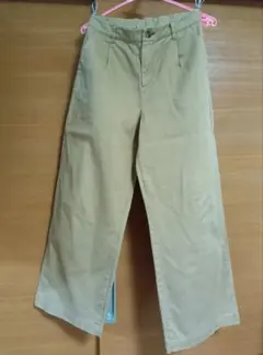 ベージュ ワイドパンツ チノパン レディースM