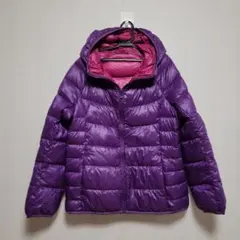 【美品】UNIQLO ウルトラライトダウンジャケット Lサイズ パープル×ピンクのサムネイル