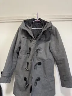 グレー ダッフルコート 取り外しフード付き