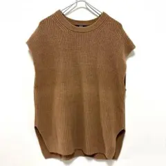 UNIQLO ユニクロ　リブ編みノースリーブニットベスト　ブラウン　L