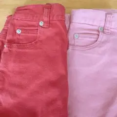 赤とピンクのストレートパンツセット 女の子 半ズボン