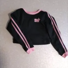HELLO KITTY クロップドトレーナー 黒/ピンク