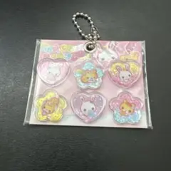 おはじきシールフレーク風キーホルダー　フワフワらびちゃん　平成レトロ　ふわふわ