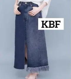 KBF ケービーエフ　デニムスカート　フリンジ　スリット　ロング　M