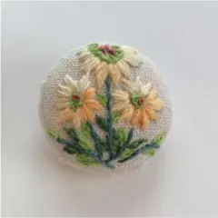 刺繍ブローチor刺繍ヘアゴム　ひまわり刺繍
