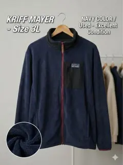 KRIFF MAYER フリース 3L ネイビー 赤ロゴ 美品 防寒