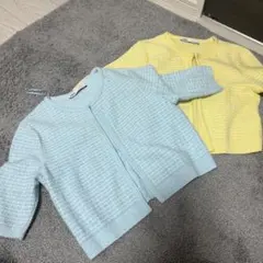 ZARA 半袖カーディガン 水色・黄色セット